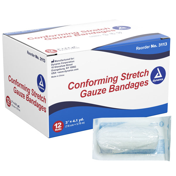 3 inch Conforming Stretch Gauze Bandage Rolls Sterile by Dynarex 3113