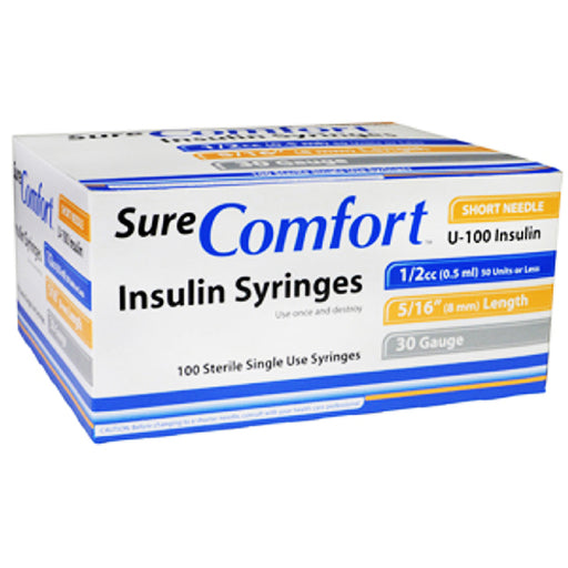 Buy Allison Medical Sure Comfort Insulin Syringes 30g x 5/16" 0.5 mL (100/Count)  online at Mountainside Medical Equipment