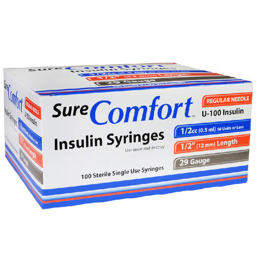 Buy Insulin Syringes by Allison Medical Sure Comfort Insulin Syringes 29 gauge x 1/2" 0.5 mL