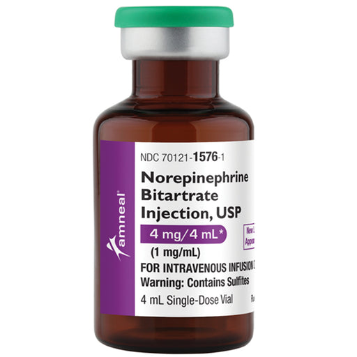Norepinephrine Bitartrate for Injection 1 mg/mL Single-dose Vial 4 mL