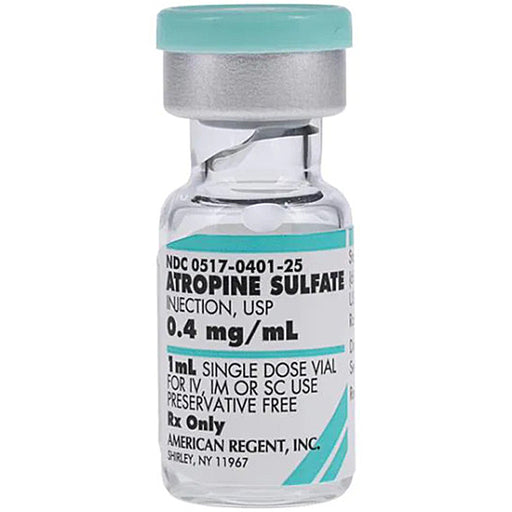 Buy American Regent Atropine Sulfate Injection 0.4mg/mL Single-Dose Vials 1 mL x 25/Pack American Regent  online at Mountainside Medical Equipment