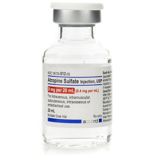 Buy Accord Healthcare Atropine Sulfate Injection 8mg/20mL (0.4mg/ml) Multiple Dose Vials 20mL x 10/Box - Accord Healthcare  online at Mountainside Medical Equipment