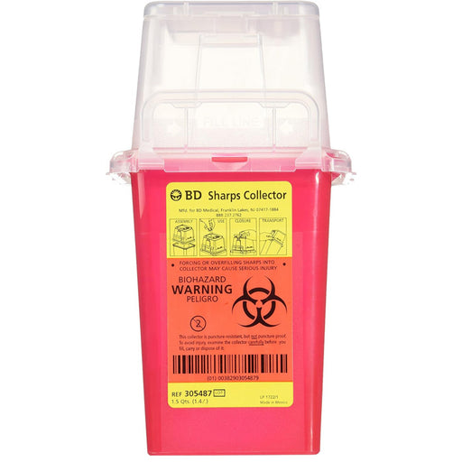 BD 1.5 Quart Sharps Container, Red with Dual Access