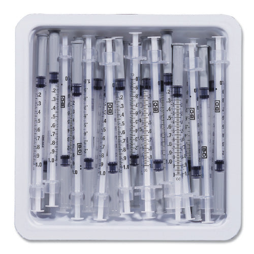 BD Allergist Tray 27 gauge x 0.5" Syringes, 1 mL Thin Wall