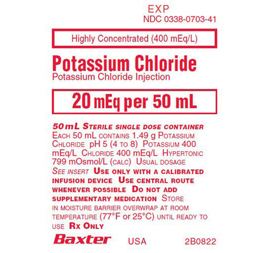 Buy Baxter IV Systems Baxter Potassium Chloride for Injection IV Bags 50 mL, 24/Case  online at Mountainside Medical Equipment