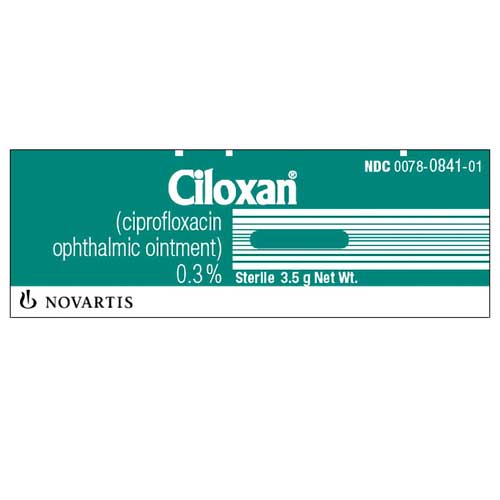 Ciloxan Ciprofloxacin Ophthalmic Ointment 0.3%. Sterile 3.5 gram (RX)