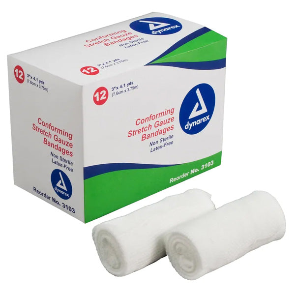 3" Conforming Stretch Gauze Bandge Rolls (Kling Bandages) Dynarex 3103