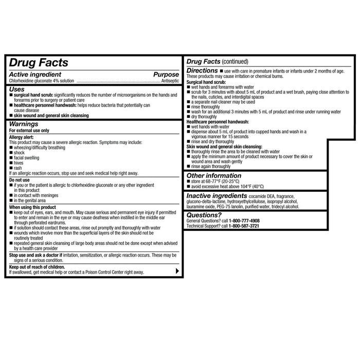 Drug Fact Package Label Panel for McKesson Antiseptic Skin Cleanser Chlorhexidine Gluconate