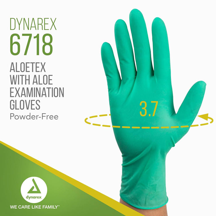 Dynarex Aloetex Latex Aloe Disposable Exam Gloves Features