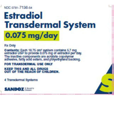 Buy Sandoz Estradiol Transdermal System Adhesive Patches 0.075 mg (24-Hour)  online at Mountainside Medical Equipment