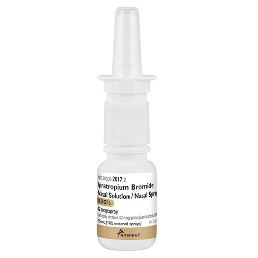Buy Amneal Pharmaceuticals Ipratropium Bromide Nasal Spray 0.06% Nasal Solution 15 mL (165 Metered Sprays)  online at Mountainside Medical Equipment