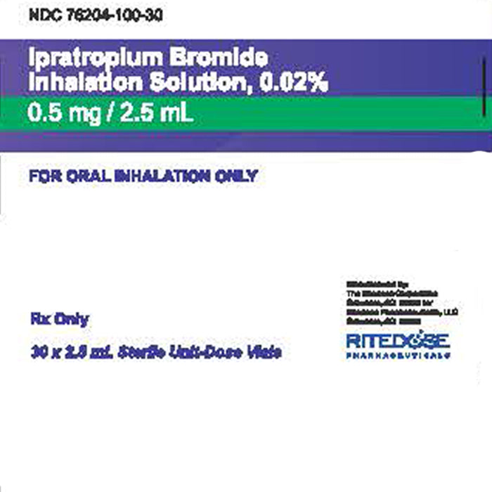 Buy Ritedose Pharmaceuticals Ipratropium Bromide Inhalation Solution 0.02%, 2.5mL, 30/Box - Ritedose (Rx)  online at Mountainside Medical Equipment