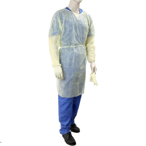 Buy Dynarex Isolation Gown Fluid Resistant Yellow Full Back 50/cs  online at Mountainside Medical Equipment