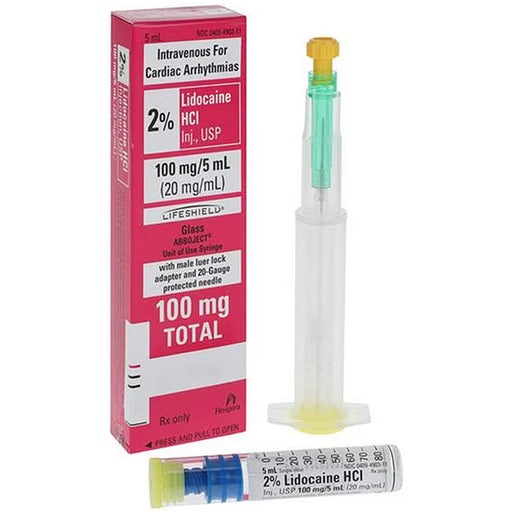 Lidocaine 2% for Injection, 5mL ABBOJECT Glass Syringe