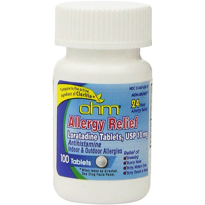 Buy Ohm Loratadine 10mg Allergy Relief Medicine, Non-Drowsy 100 Tablets  online at Mountainside Medical Equipment