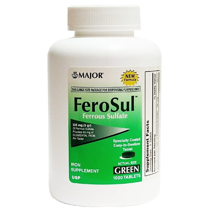 Buy Major Pharmaceuticals Major Ferrous Sulfate Tablets 325 mg, 1000 Tablets  online at Mountainside Medical Equipment