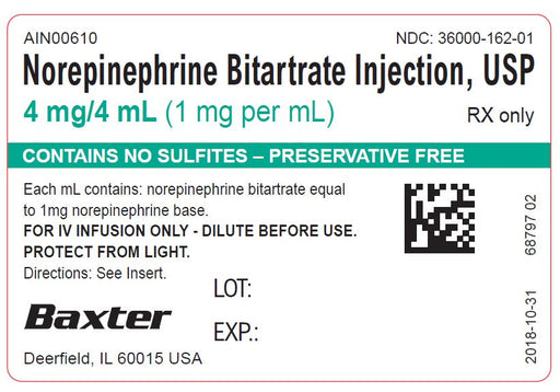 Norepinephrine Bitartrate for Injection Ampoules 4 mL