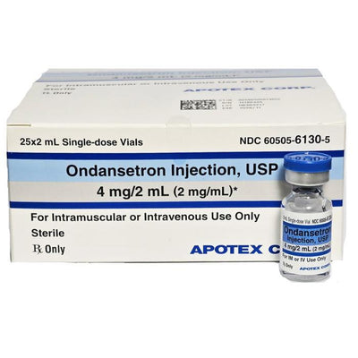 Ondansetron Injection 4 mg vial for effective anti-nausea treatment, combating post-surgery, chemotherapy, and radiation-related vomiting.
