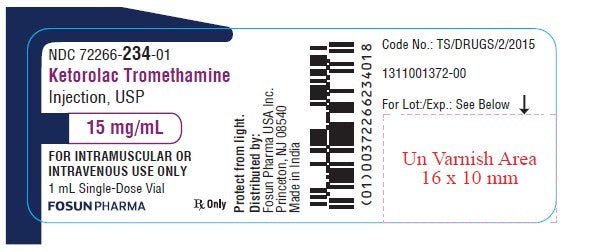 Package Label fo Fosun Ketorolac Tromethamine Injection 15 mg