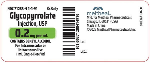 Package Label for Glycopyrrolate for Injection 0.2 mg per 1 mL Single-Dose Vial 1 mL 