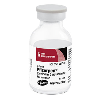 Pfizerpen Injection (Penicillin G Potassium 5 MMU Powder Vial for Bacterial Infections, 10/Pack