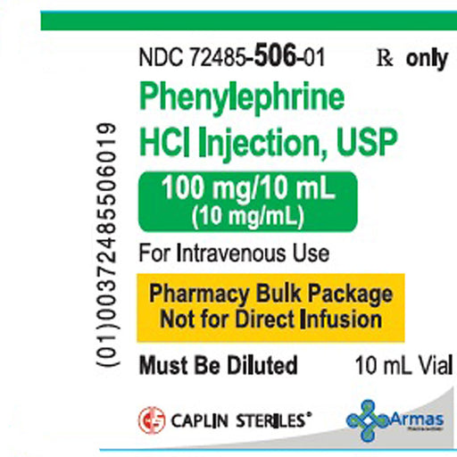 Buy Armas Pharmaceuticals Phenylephrine Hydrochloride for Injection 10mL Single-Dose Vial - Armas Pharma  online at Mountainside Medical Equipment