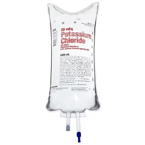 Buy Baxter IV Systems Potassium Chloride in Dextrose 5% and Sodium Chloride 0.45% IV Solution Bags 1000 mL, 14/Case  online at Mountainside Medical Equipment