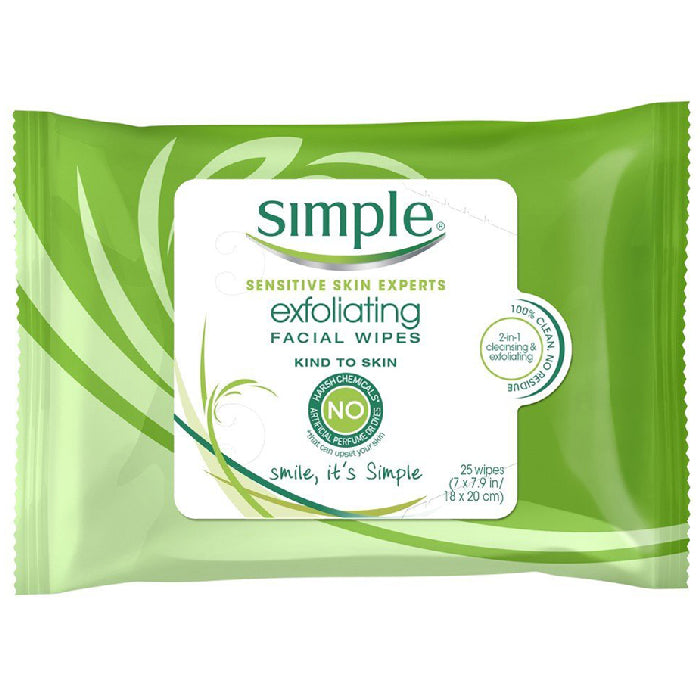 Buy Unilever Simple Sensitive Skin Exfoliating Facial Wipes Hypoallergenic with Aloe Vera 25 Count  online at Mountainside Medical Equipment