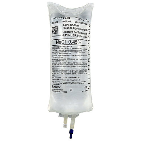 Buy Baxter IV Systems Sodium Chloride 0.45% Normal Saline IV Bags 1000 mL, Baxter 14/Case (Rx)  online at Mountainside Medical Equipment