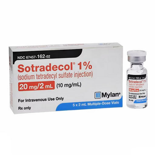 Buy Mylan Institutional Sotradecol (Sodium Tetradecyl Sulfate) 1% for Injection 2 mL Multiple Dose Vials 2 mL x 5/Box (Rx)  online at Mountainside Medical Equipment