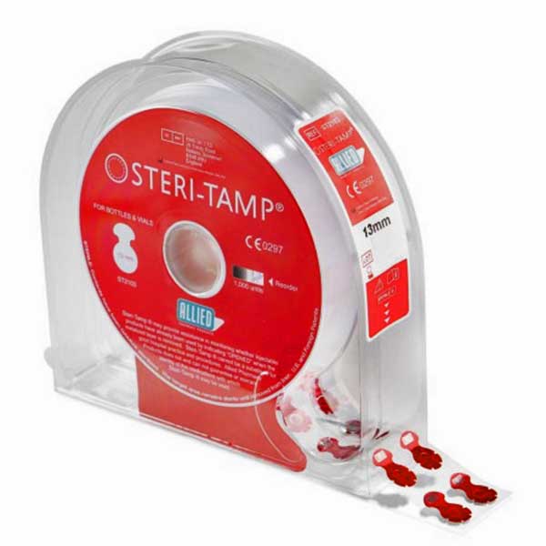Steri-Tamp Sterile Seal for 10 mL Vials on a roll dispenser