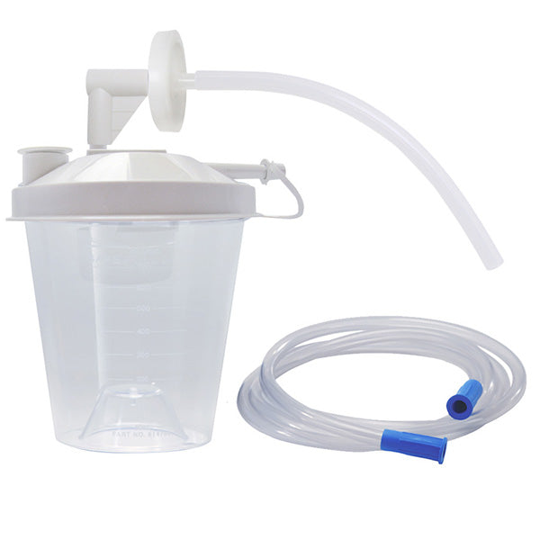 Suction Canister 800cc Kit with Sealed Lid, Hydrophobic Filter and 10" Tubing