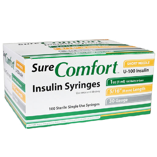 Buy Allison Medical Sure Comfort Insulin Syringes 30g x 5/16" 1 mL (100/Count)  online at Mountainside Medical Equipment