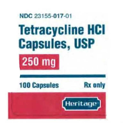 Tetracycline HCl Capsules USP, 250 mg 100 Count