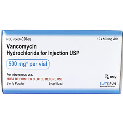 Vancomycin HCL Injection 500 mg USP Glycopeptide Antibiotic by Slate Run