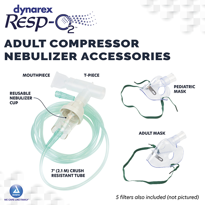 All the acessories included with the Whats included with the Dynarex Nebulizer Machine Compressor