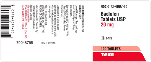 Buy Teva Pharmaceuticals Baclofen Tablets 20 mg by Teva 100 Count (Rx)  online at Mountainside Medical Equipment