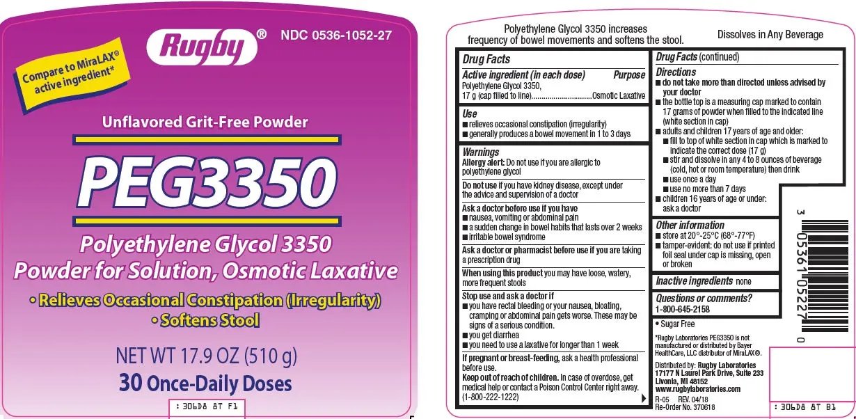 Buy Major Rugby Labs Polyethylene Glycol 3350 NF Powder Osmotic Laxative 238 gram (Compare to MiraLax)  online at Mountainside Medical Equipment