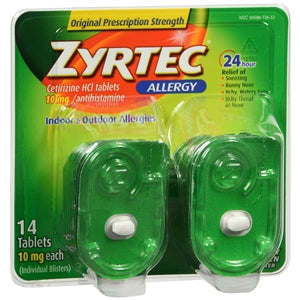Buy Johnson and Johnson Consumer Inc Zyrtec 24 HR Allergy Relief, 14 Count  online at Mountainside Medical Equipment