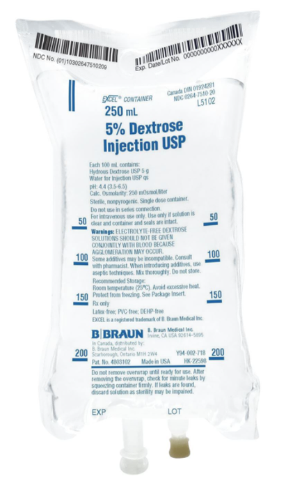 Buy B Braun Dextrose 5% for Injection IV Bags - B Braun   (Rx)  online at Mountainside Medical Equipment
