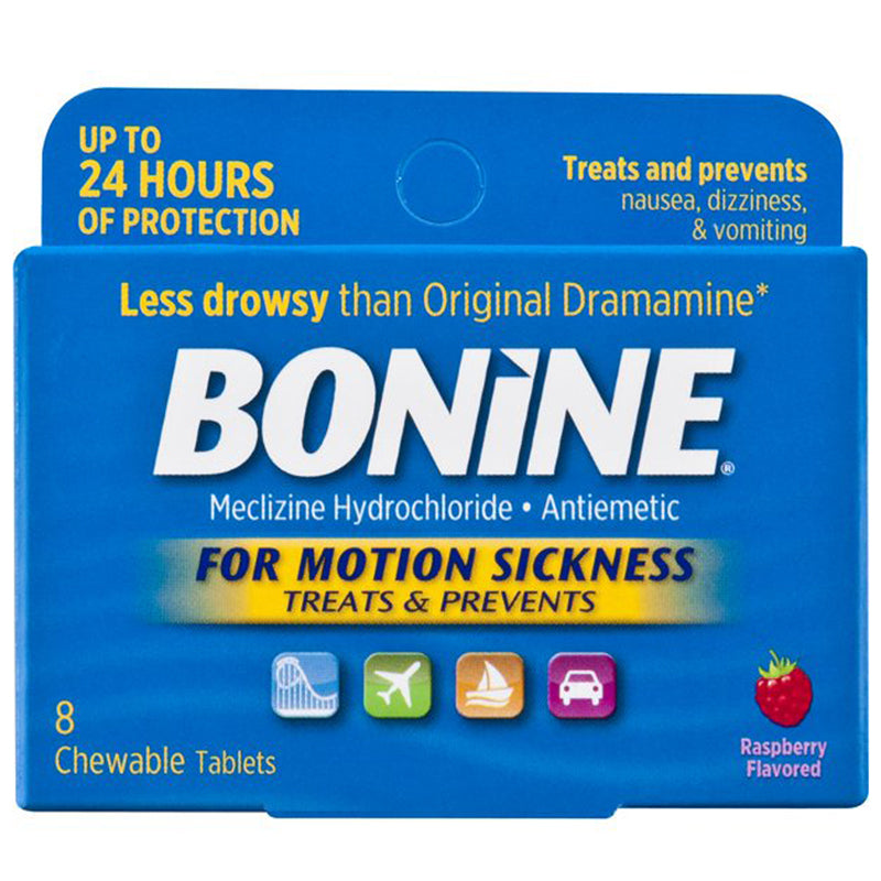 Buy Emerson Healthcare Bonine Motion Sickness Prevention Chewable Tablets, 6 Count Raspberry Flavor  online at Mountainside Medical Equipment