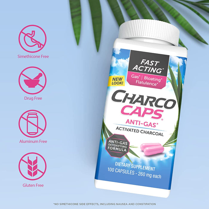 Buy Emerson Healthcare CharcoCaps Activated Charcoal Anti-Gas and Bloating Relief Detoxifying Formula, 100 Count  online at Mountainside Medical Equipment