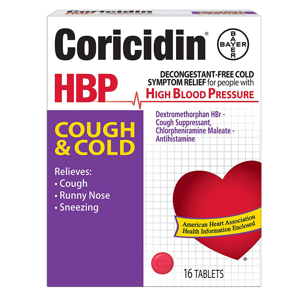 Buy Schering Plough Coricidin HBP Cold and Cough Medicine, Tablets 16 Count  online at Mountainside Medical Equipment