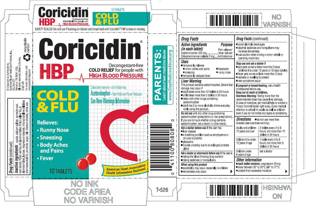 Buy Schering Plough Coricidin HBP Cold and Flu Medicine 10 Tablets  online at Mountainside Medical Equipment