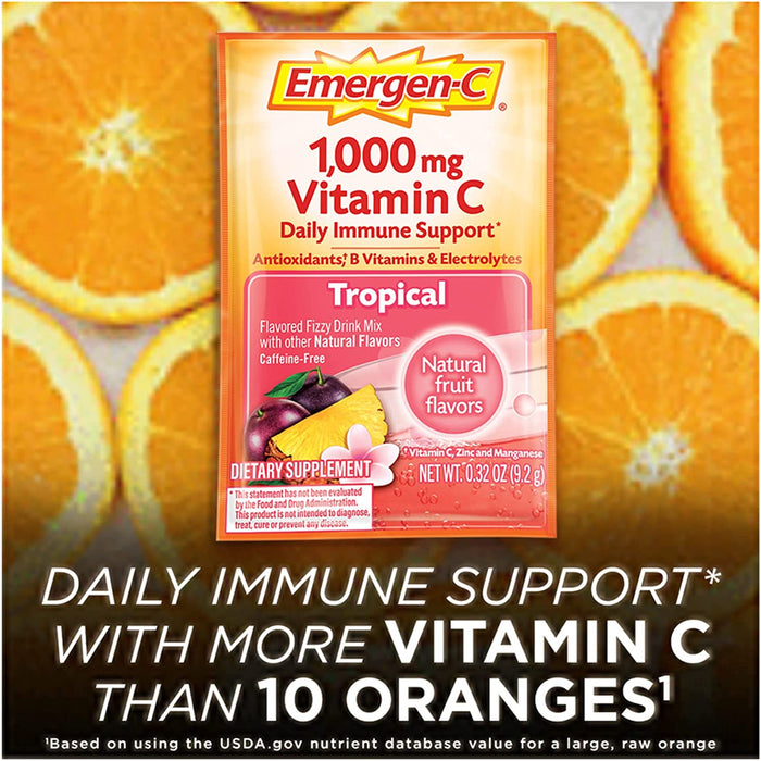 Buy Glaxo Smith Kline Emergen-C 1000mg Powder Drink Mix with Antioxidants, B Vitamins & Electrolytes, Vitamin C, Tropical Fruit Flavor, 30 Count  online at Mountainside Medical Equipment