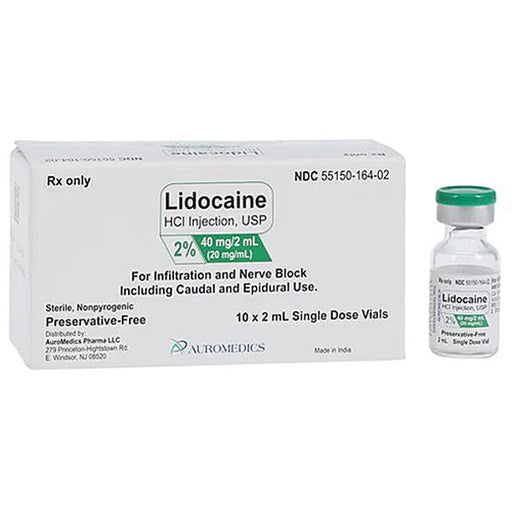 Buy Eugia US Auromedics Lidocaine HCL for Injection 2%  Single-Dose Vials 2 mL, 10/Box (Rx)  online at Mountainside Medical Equipment