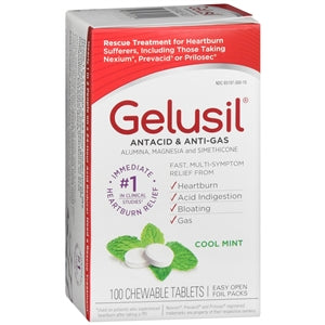 Buy Emerson Healthcare Gelusil Antacid & Anti-Gas Chewable Tablets Cool Mint Flavor, 100/Bottle  online at Mountainside Medical Equipment