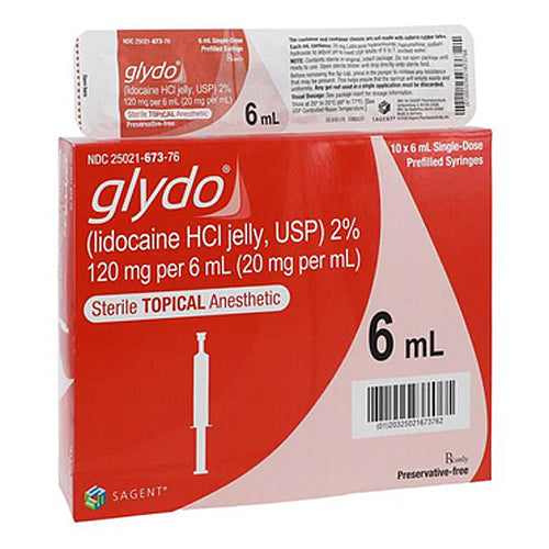Buy Sagent Pharmaceuticals Glydo Lidocaine Jelly 2% Prefilled Syringe 6 mL 20 mg/mL Preservative Free (RX)  online at Mountainside Medical Equipment