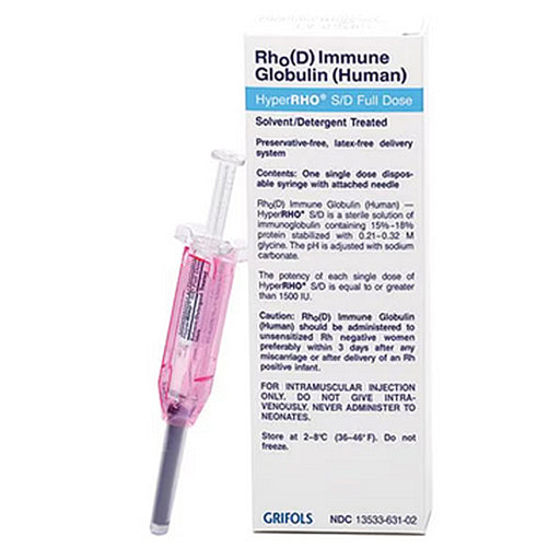 Buy Grifols Therapeutics HyperRHO S/D WHS, Immune Globulin Full-Dose  300U (300 MCG) Prefilled Syringes 1/Box  online at Mountainside Medical Equipment