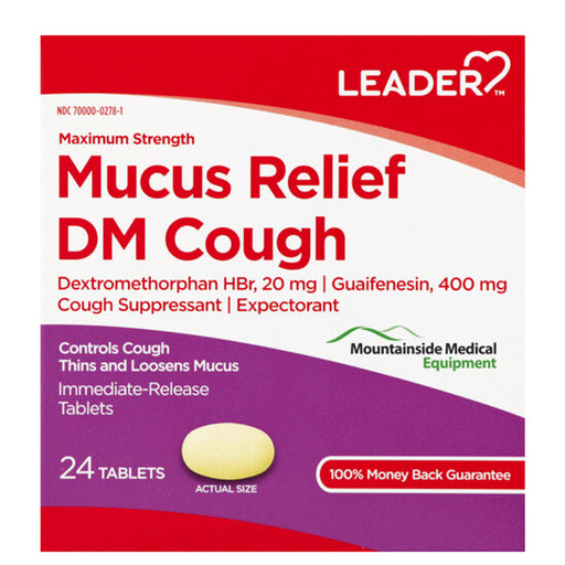 Buy Leader (Comparable to Mucinex DM) Leader Mucus Relief DM Cough Maximum Strength Tablets 24 Count  online at Mountainside Medical Equipment